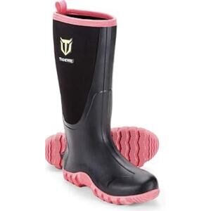 Tidewe Women’s Steel Shank Rubber Boots Size 6 Pink & Black Waterproof Hunting